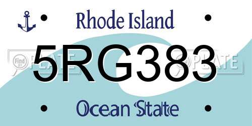 5RG383 Rhode Island License Plate