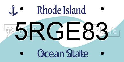 5RGE83 Rhode Island License Plate