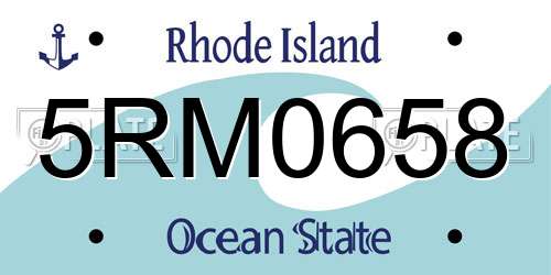 5RM0658 Rhode Island License Plate