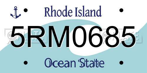5RM0685 Rhode Island License Plate