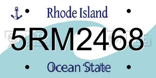 5RM2468 Rhode Island License Plate
