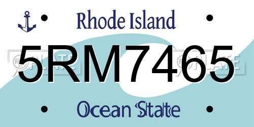 5RM7465 Rhode Island License Plate