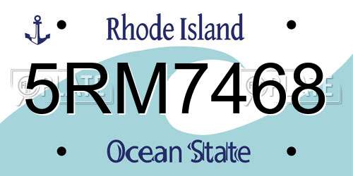 5RM7468 Rhode Island License Plate