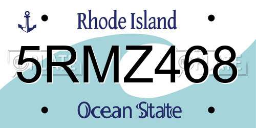 5RMZ468 Rhode Island License Plate
