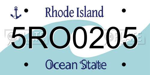 5RO0205 Rhode Island License Plate