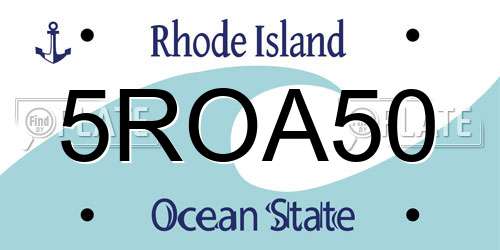 5ROA50 Rhode Island License Plate