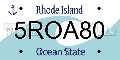 5ROA80 Rhode Island License Plate
