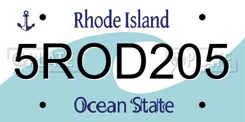 5ROD205 Rhode Island License Plate