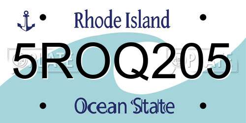 5ROQ205 Rhode Island License Plate