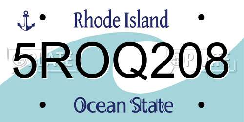 5ROQ208 Rhode Island License Plate