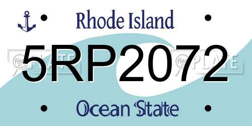5RP2072 Rhode Island License Plate