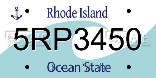 5RP3450 Rhode Island License Plate