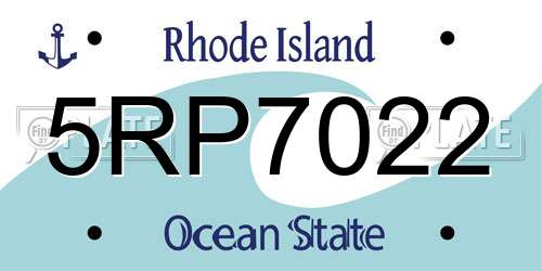 5RP7022 Rhode Island License Plate