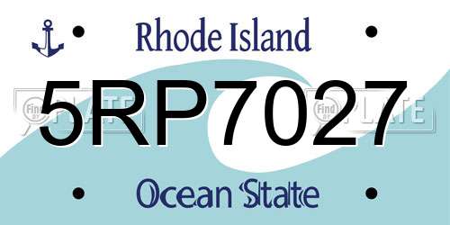 5RP7027 Rhode Island License Plate