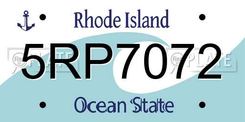 5RP7072 Rhode Island License Plate
