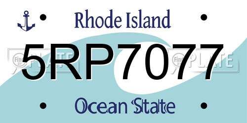 5RP7077 Rhode Island License Plate