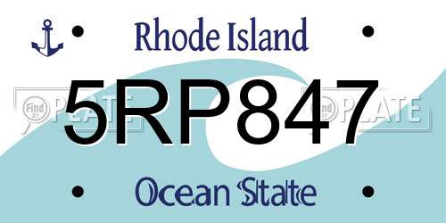 5RP847 Rhode Island License Plate