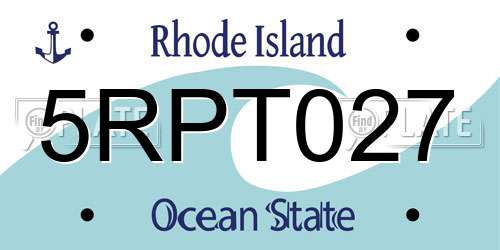 5RPT027 Rhode Island License Plate