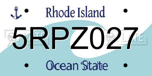 5RPZ027 Rhode Island License Plate
