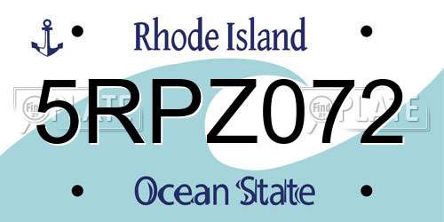 5RPZ072 Rhode Island License Plate