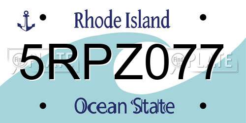 5RPZ077 Rhode Island License Plate