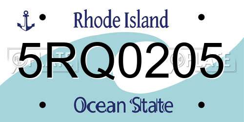 5RQ0205 Rhode Island License Plate
