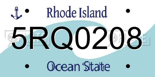 5RQ0208 Rhode Island License Plate