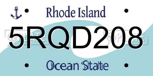 5RQD208 Rhode Island License Plate