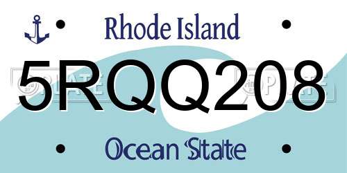 5RQQ208 Rhode Island License Plate