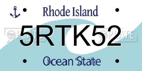 5RTK52 Rhode Island License Plate