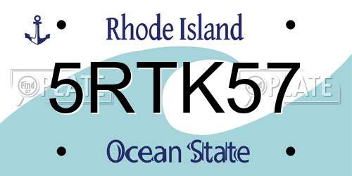 5RTK57 Rhode Island License Plate