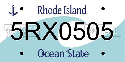 5RX0505 Rhode Island License Plate