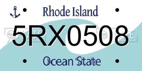 5RX0508 Rhode Island License Plate