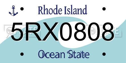 5RX0808 Rhode Island License Plate
