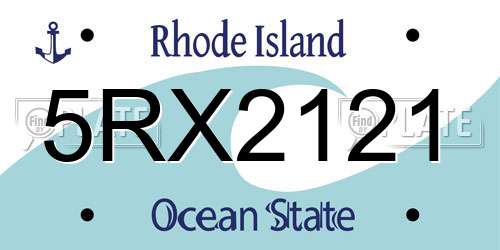 5RX2121 Rhode Island License Plate