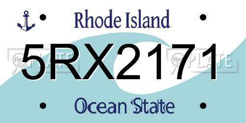 5RX2171 Rhode Island License Plate