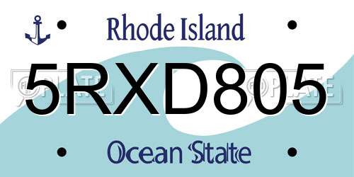 5RXD805 Rhode Island License Plate