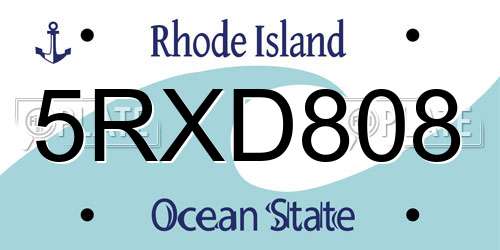 5RXD808 Rhode Island License Plate