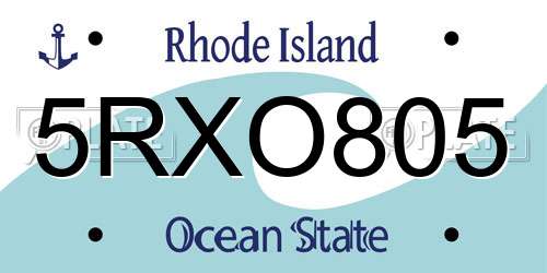 5RXO805 Rhode Island License Plate