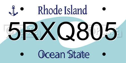 5RXQ805 Rhode Island License Plate