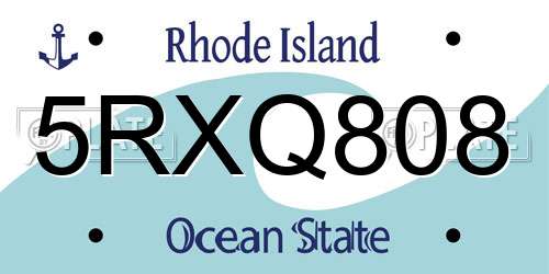 5RXQ808 Rhode Island License Plate