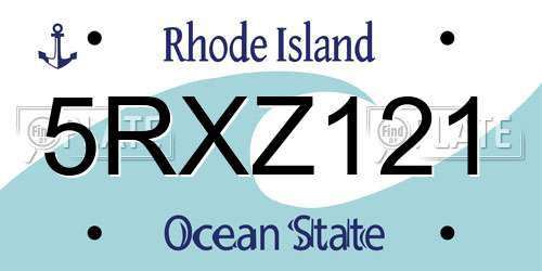5RXZ121 Rhode Island License Plate