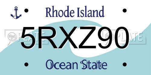 5RXZ90 Rhode Island License Plate