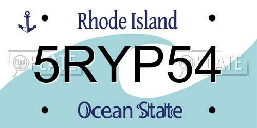 5RYP54 Rhode Island License Plate