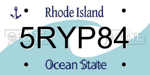 5RYP84 Rhode Island License Plate