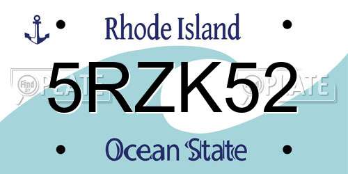 5RZK52 Rhode Island License Plate