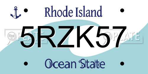 5RZK57 Rhode Island License Plate