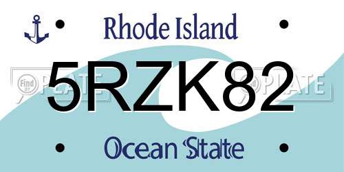 5RZK82 Rhode Island License Plate