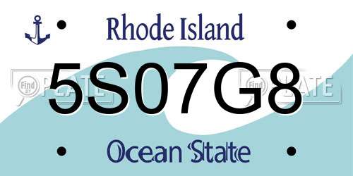 5S07G8 Rhode Island License Plate