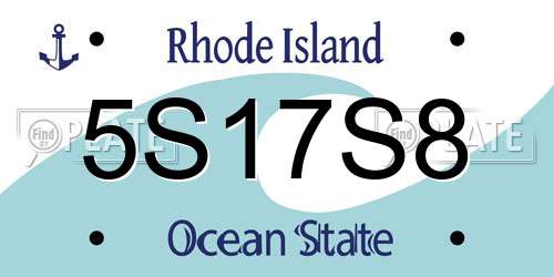 5S17S8 Rhode Island License Plate